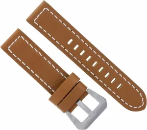 Ewatchparts 22mm Leather Watch Band Strap Compatible With Breitling Navitimer, Bentley Light Brown Tan With White Stitching