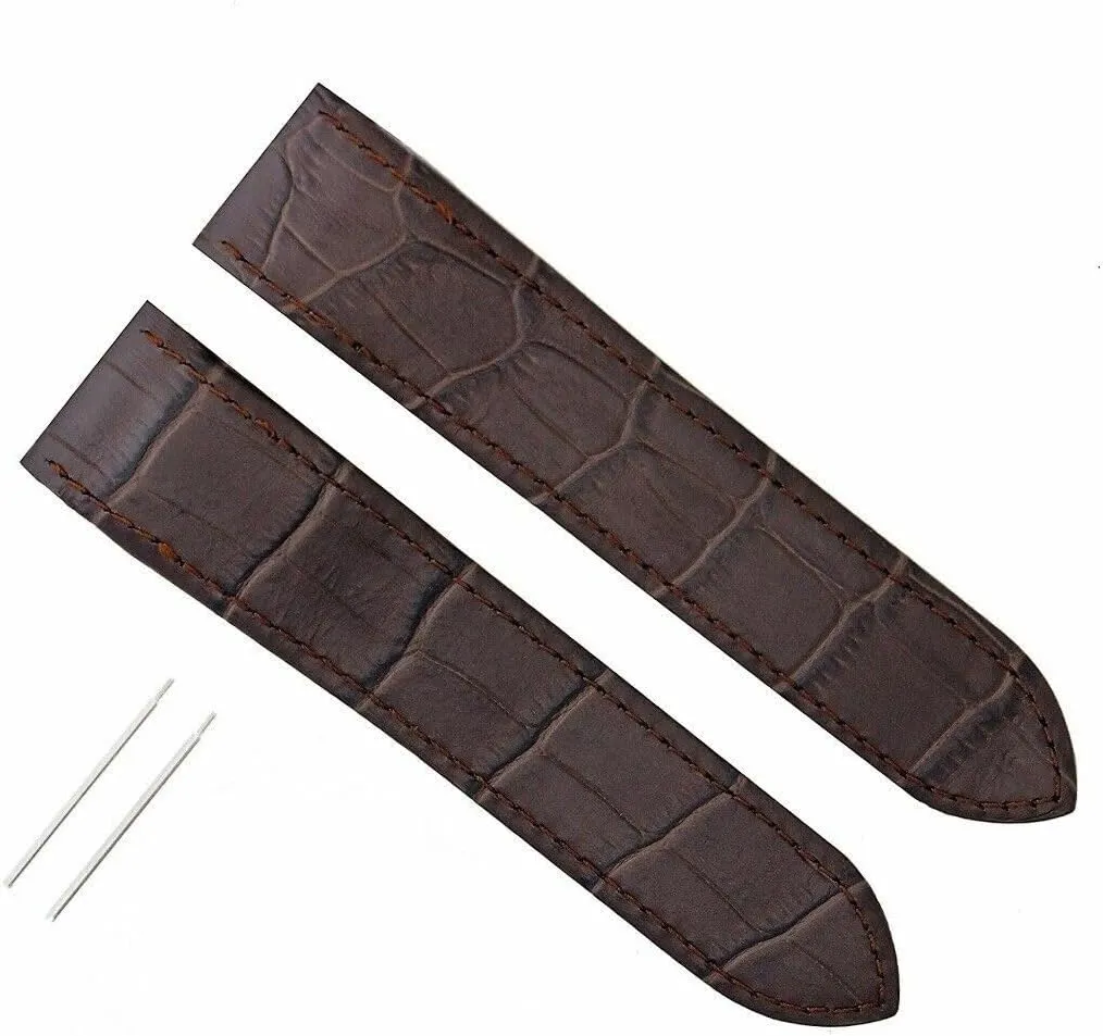 Ewatchparts 24.5mm Leather Watch Band Strap Compatible With Cartier Santos 100 XL Chrono Brown Includes Screw