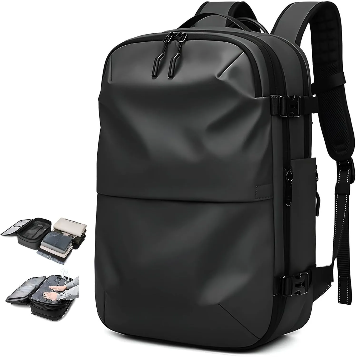Expandable Backpack Vacuum With Pump,Air-Back Backpack With Vacuum Seal,Anti-Theft Vacuum Compression Travel Backpack,Carry On Backpack For Airplanes,Business Water Resistent Travel Backpack,