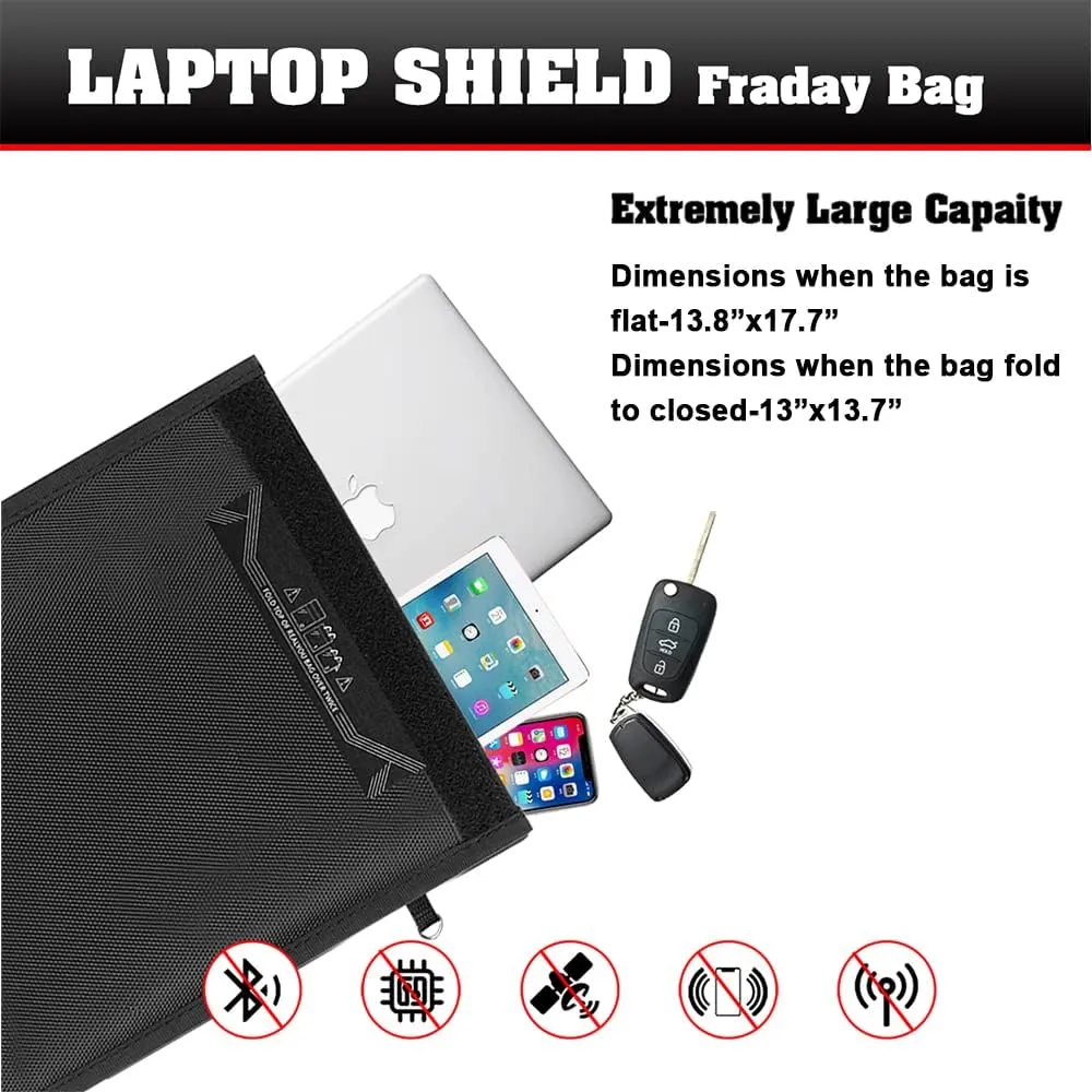 Farday Bag,Signal Isolation Bag,Shield Your Phone/ipad from Hacking,Tracking,and EM Protection with This Pouch -Shields NFC/WiFi/Bluetooth for Phones,Key Fobs and Credit Card (13.8"X17.7")