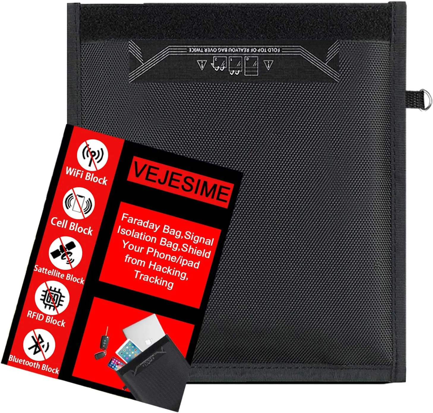 Farday Bag,Signal Isolation Bag,Shield Your Phone/ipad from Hacking,Tracking,and EM Protection with This Pouch -Shields NFC/WiFi/Bluetooth for Phones,Key Fobs and Credit Card (13.8"X17.7")