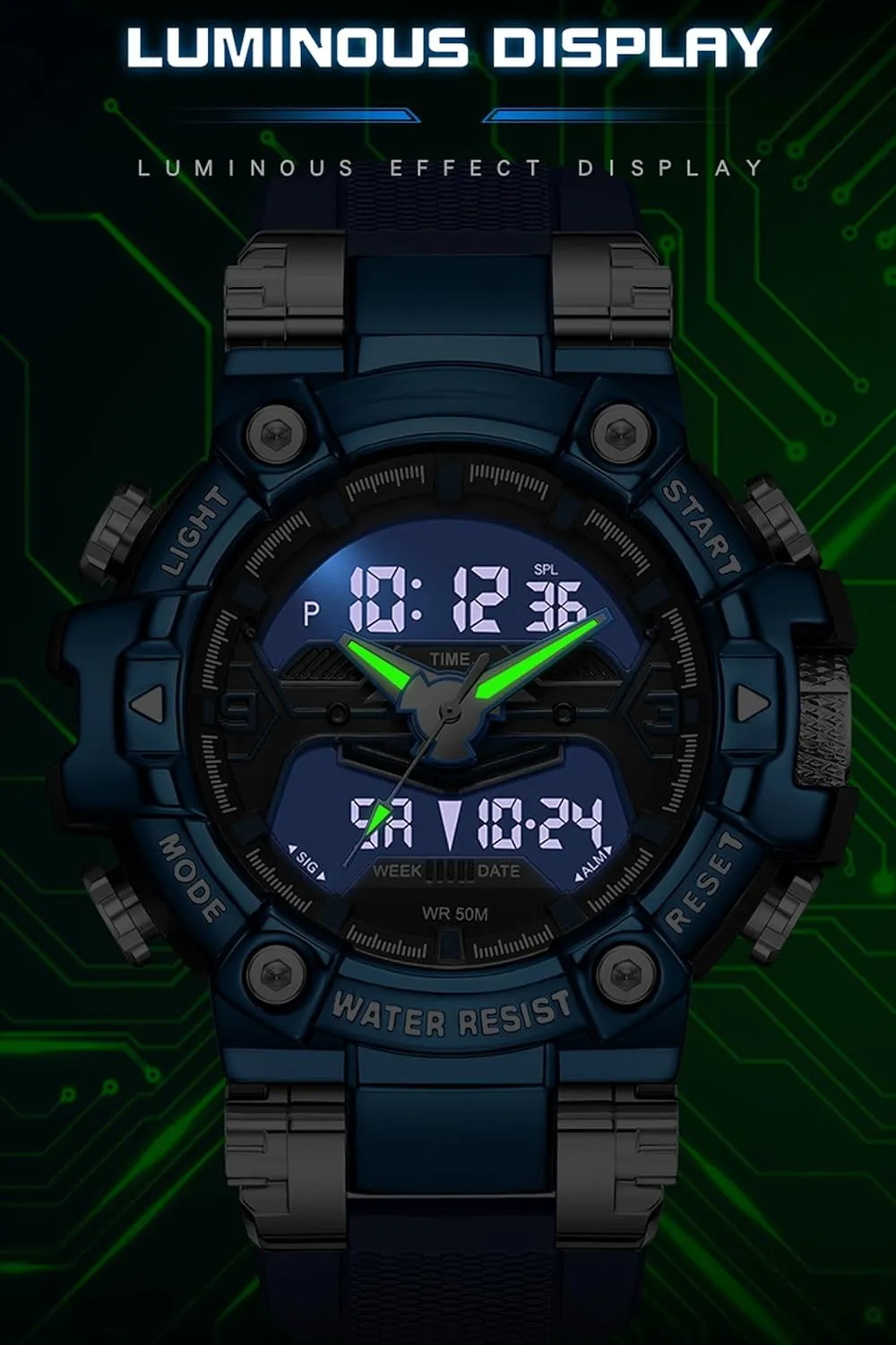 findtime Cool Designer Mens Watches Blue Large Face Mascul Relojes para Hombres Unique Electronics Sports Military Bolder Running Heavy Duty Watch