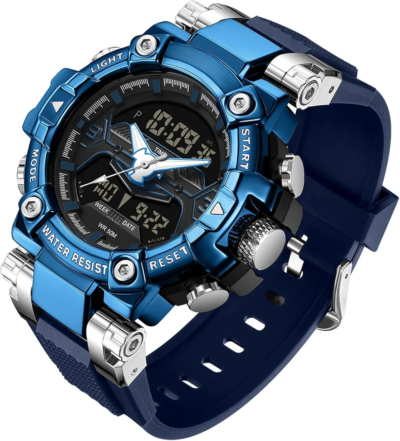 findtime Cool Designer Mens Watches Blue Large Face Mascul Relojes para Hombres Unique Electronics Sports Military Bolder Running Heavy Duty Watch