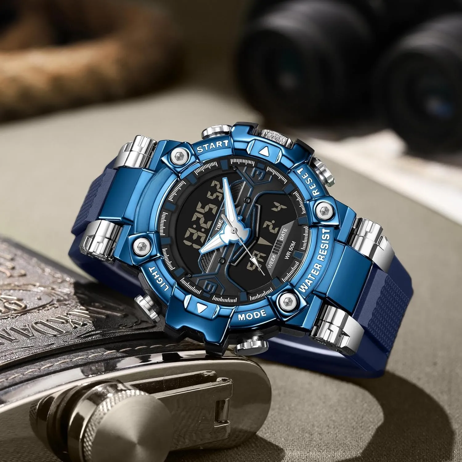 findtime Cool Designer Mens Watches Blue Large Face Mascul Relojes para Hombres Unique Electronics Sports Military Bolder Running Heavy Duty Watch