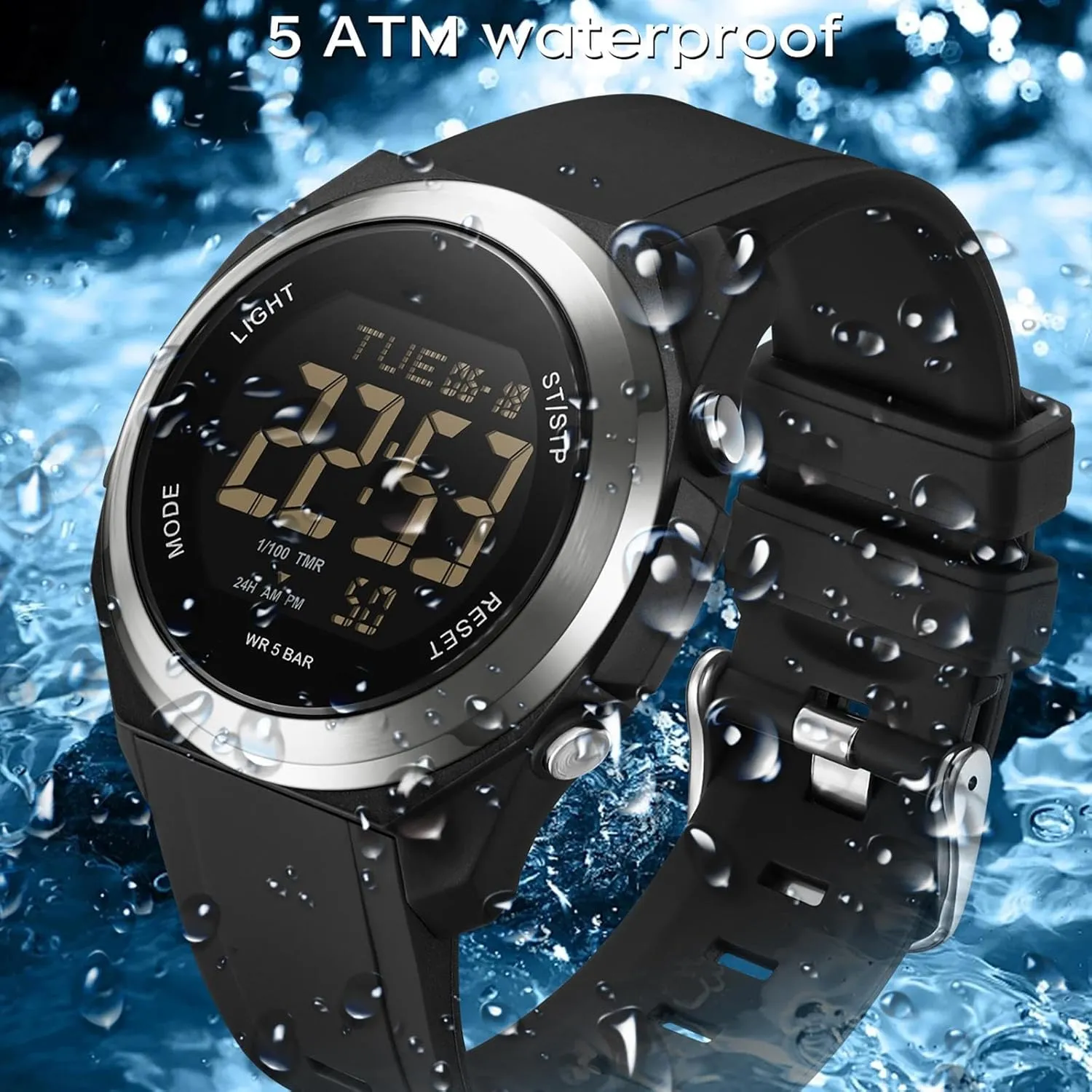 findtime Watches for Women Digital LED Back Light Watch Women with Dual Time Zone Display Countdown Alarm Stopwatch Ultra-Thin Colorful Wristwatch