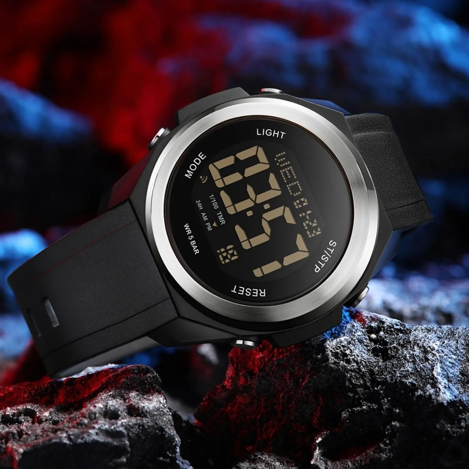 findtime Watches for Women Digital LED Back Light Watch Women with Dual Time Zone Display Countdown Alarm Stopwatch Ultra-Thin Colorful Wristwatch