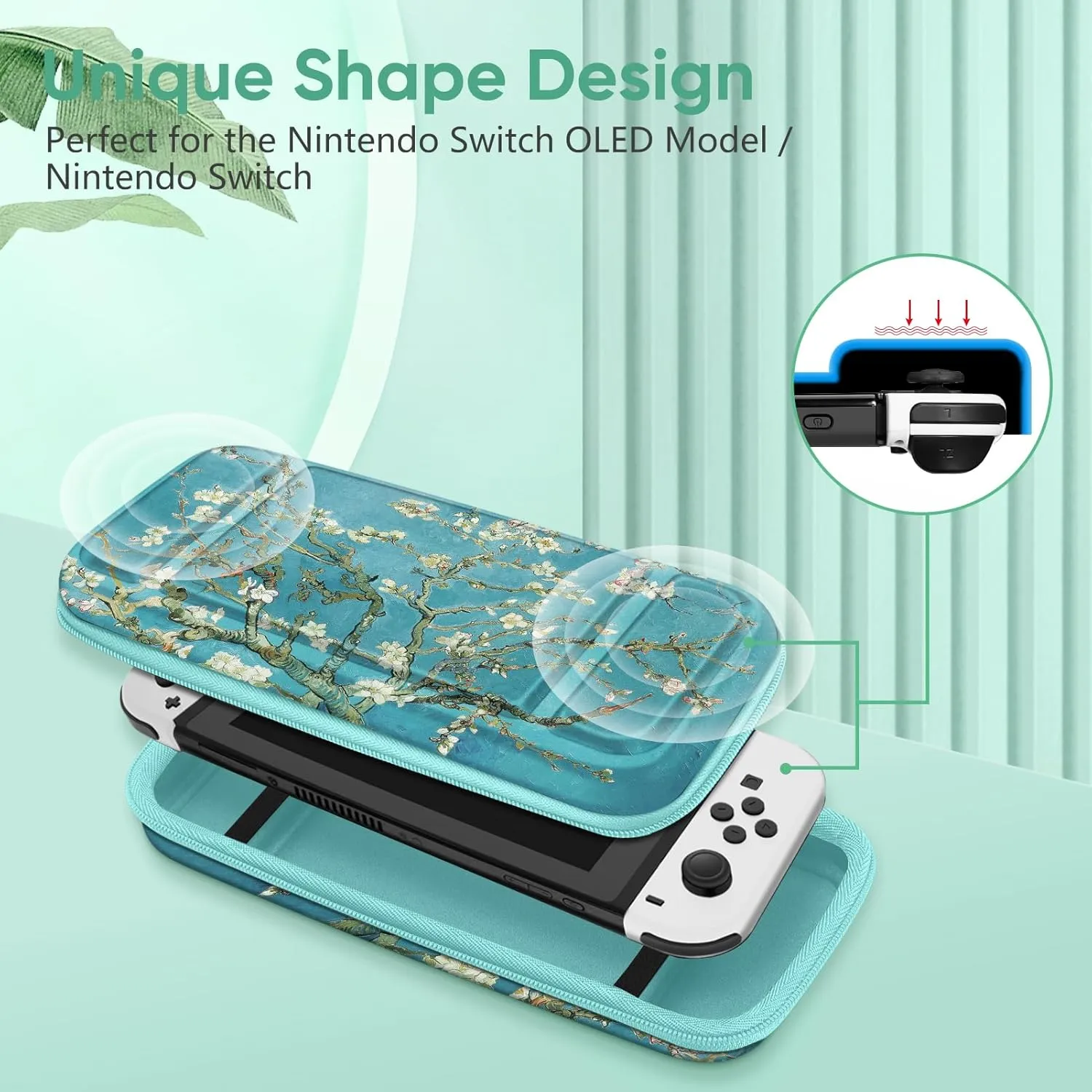 Fintie Carrying Case for Nintendo Switch OLED Model 2021/Switch 2017, [Shockproof] Hard Shell Protective Cover Travel Bag with 10 Game Card Slots & Inner Pocket