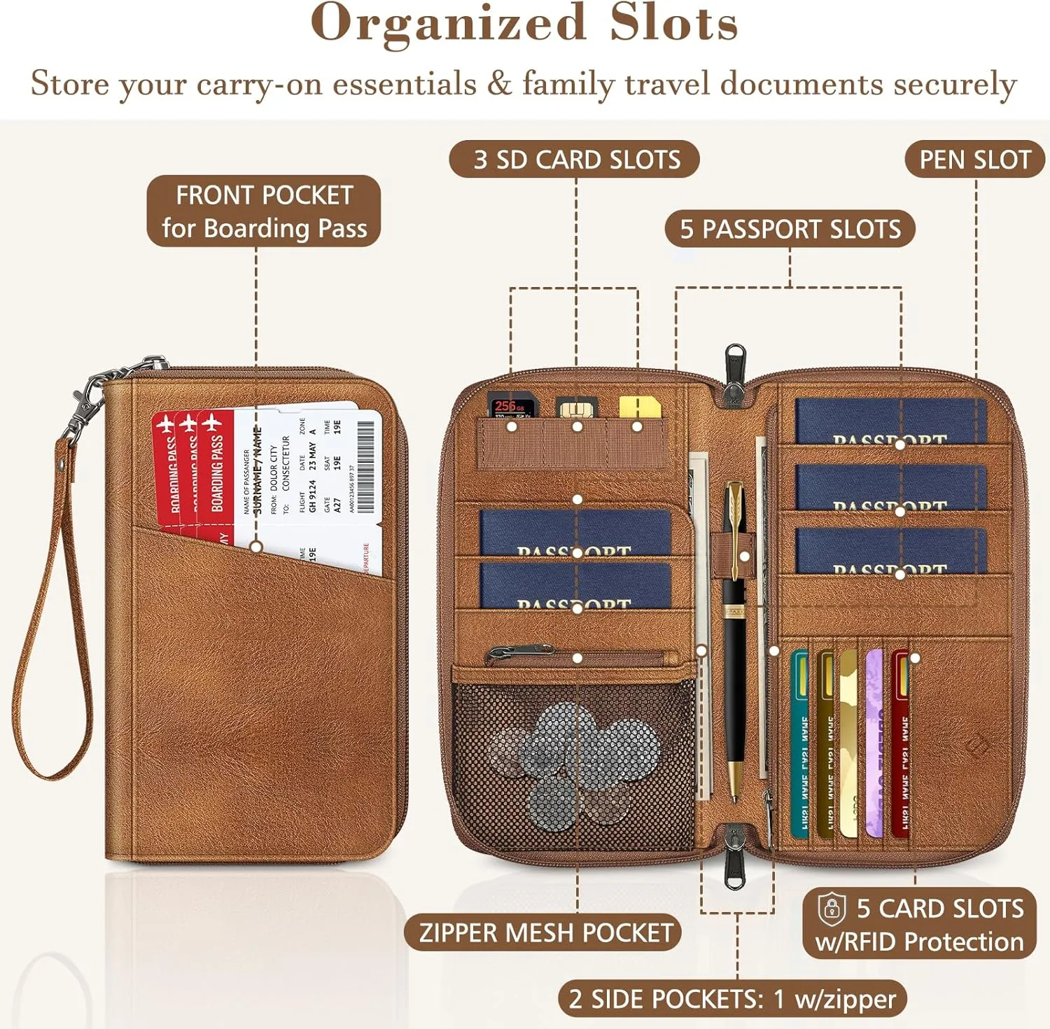 Fintie Family Passport Holder Wallet, RFID Blocking Travel Document Organizer Clutch Bag Credit Cards Case Cover for Women Men