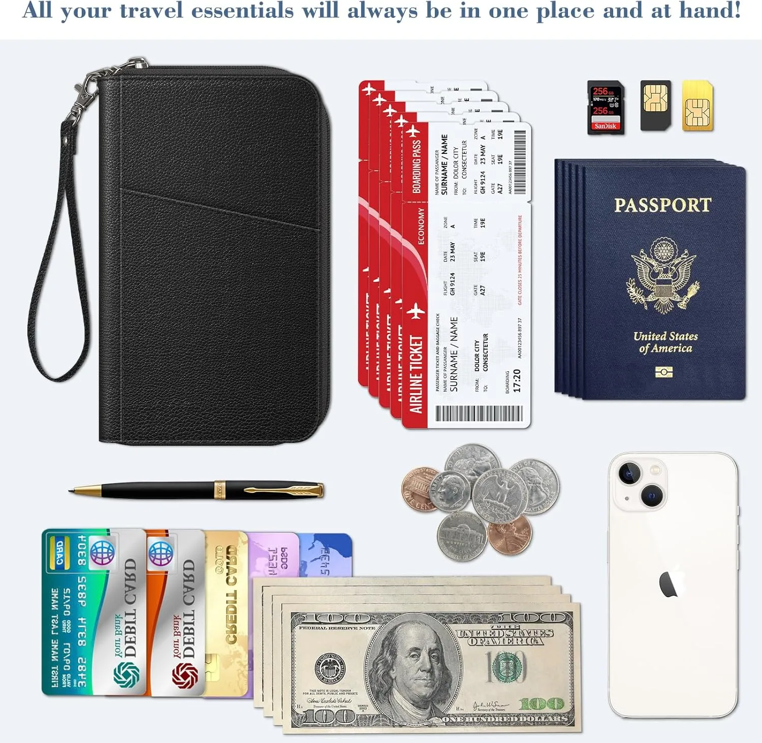 Fintie Family Passport Holder Wallet, RFID Blocking Travel Document Organizer Clutch Bag Credit Cards Case Cover for Women Men