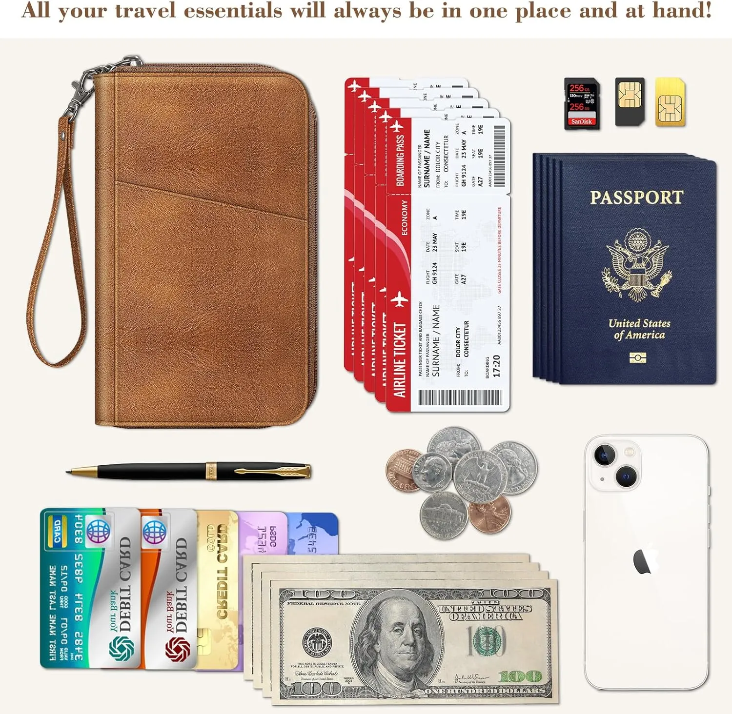 Fintie Family Passport Holder Wallet, RFID Blocking Travel Document Organizer Clutch Bag Credit Cards Case Cover for Women Men