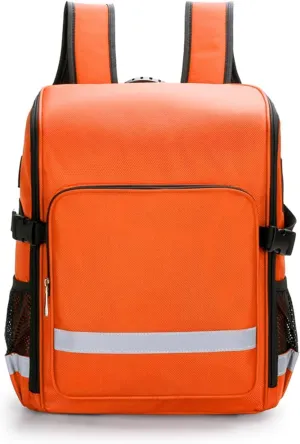 First Aid Backpack Emergency Trauma Bag with Detachable Dividers, Empty First Responder Medical Kit for EMT, Nurses, Tactical Medics, Home Care (Orange)