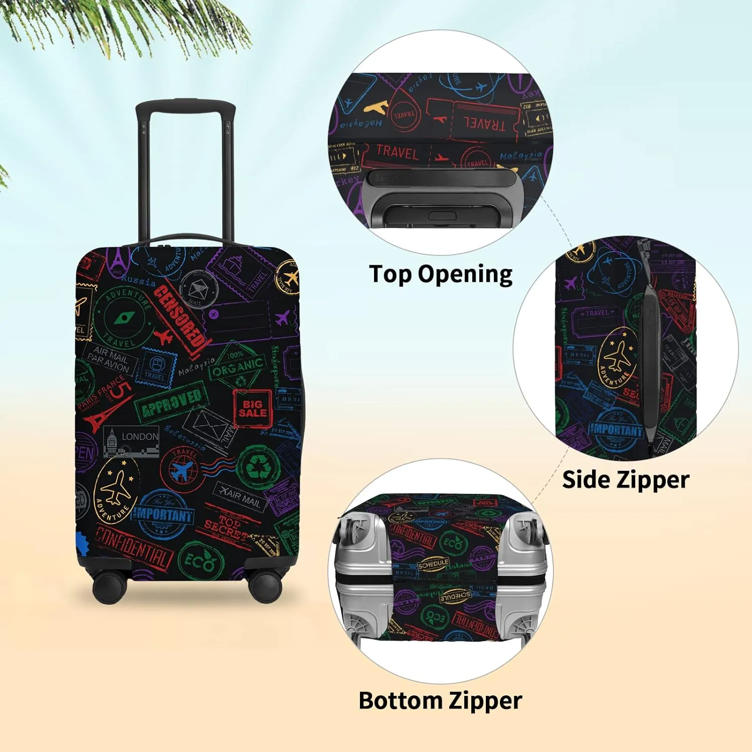 FIRST WAY Luggage Cover Protector - Anti-Scratch Suitcase Cover for Travel - Protects Against Dirt and Wear, Fits 27"-30" Luggage Passport Visa