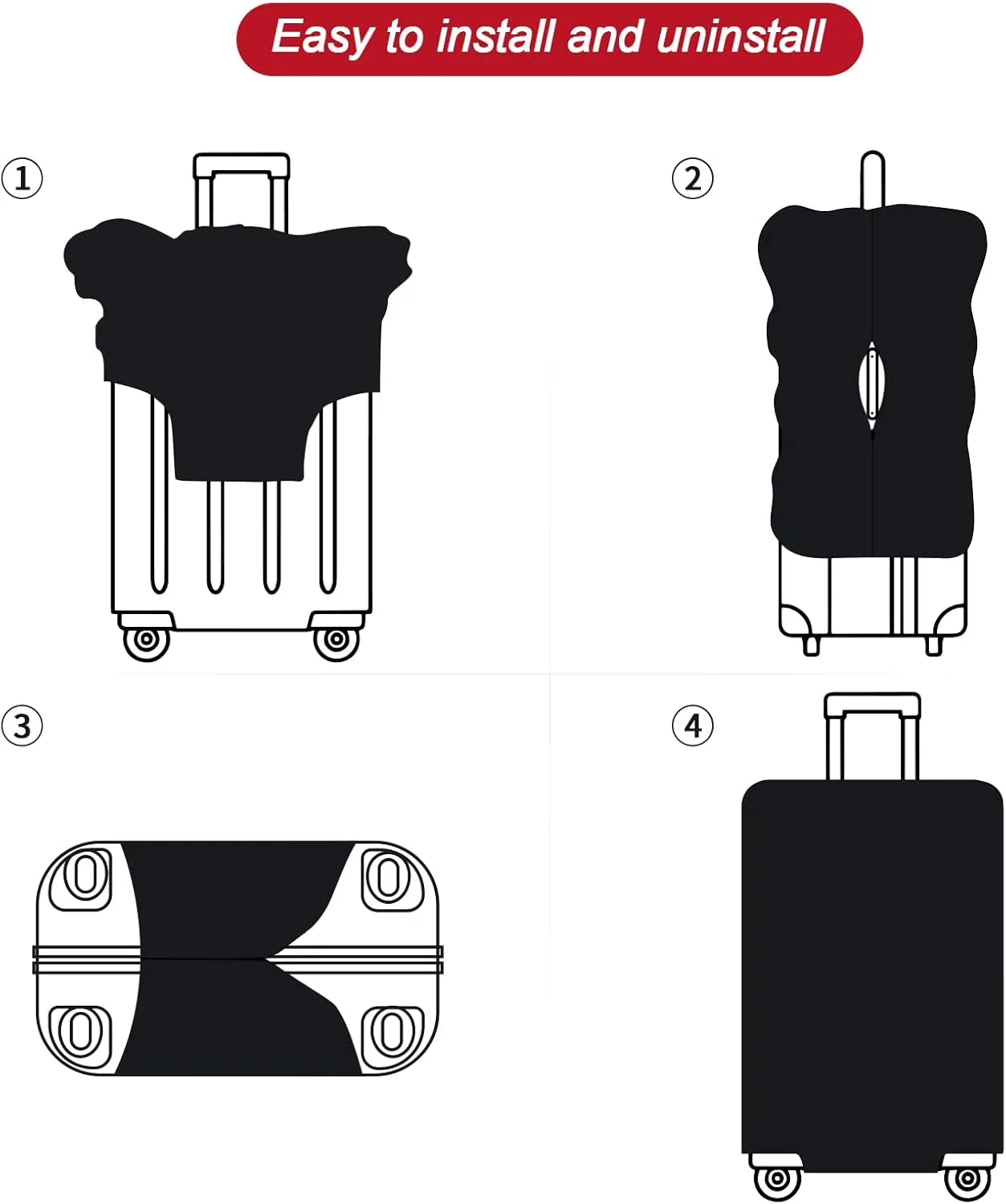 FIRST WAY Luggage Cover Protector - Anti-Scratch Suitcase Cover for Travel - Protects Against Dirt and Wear, Fits 27"-30" Luggage Passport Visa