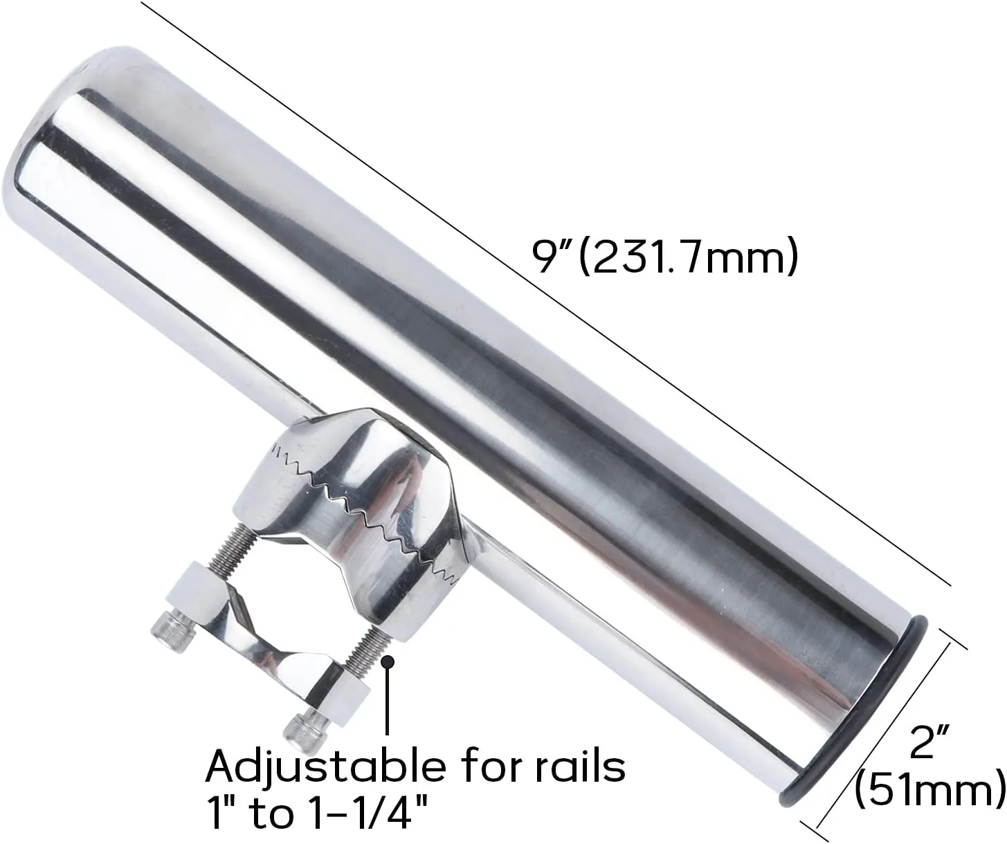 Fishing Rod Holders for Boat, 2 Pack Stainless Steel Rail Mount Rod Holders Clamp on 1" to 1-1/4" Rail for Fishing Boats, Kayaks, Canoes, and Other watercraft.