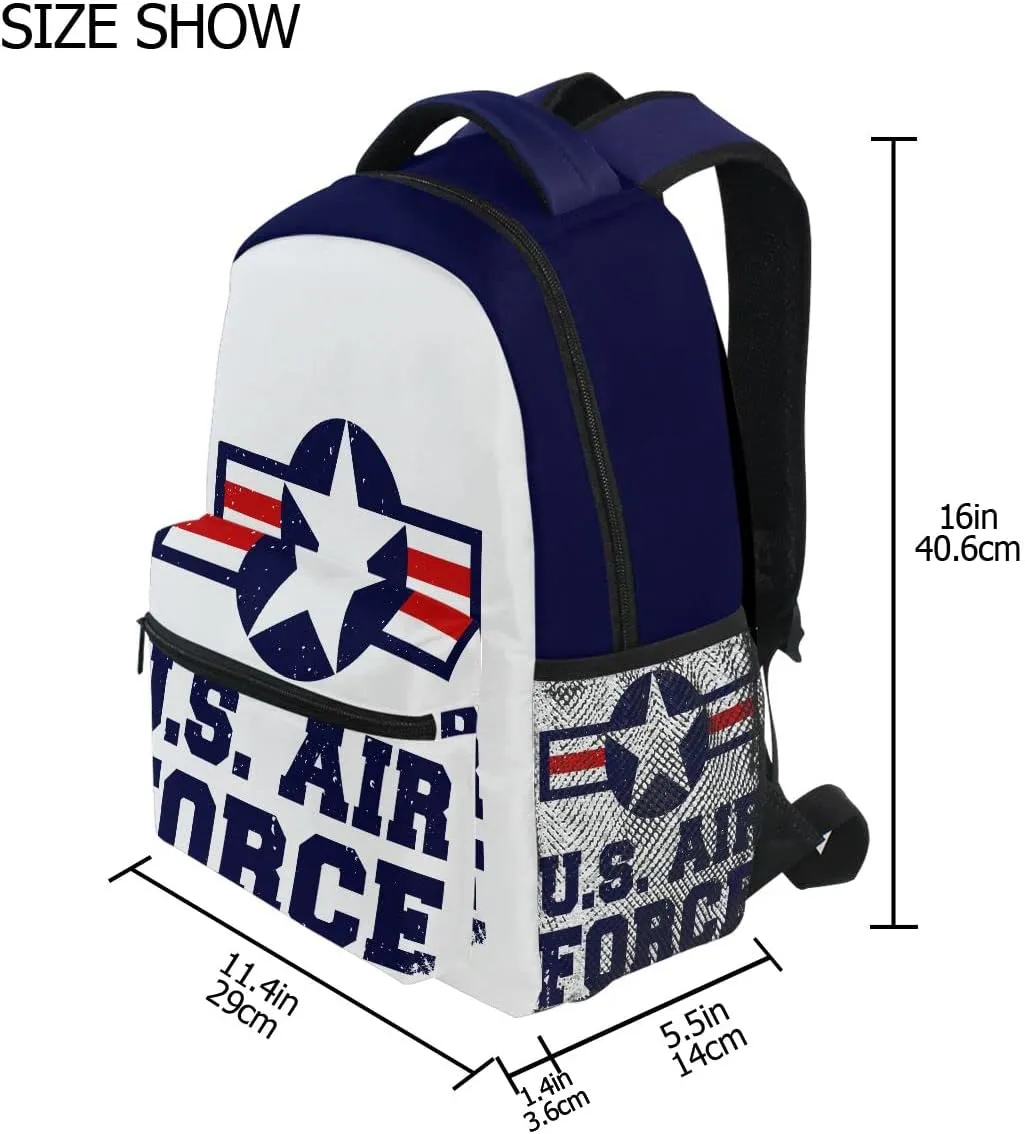 Fisyme USA Air Force Backpack Laptop Bag Daypack Travel Hiking School Backpacks for Men Women Kids Girls Boys