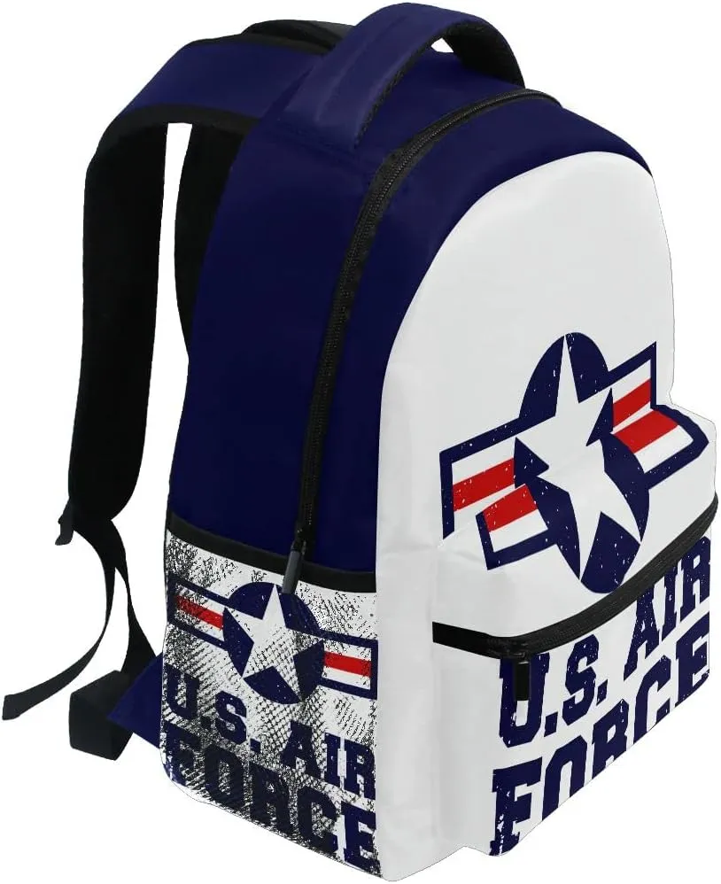 Fisyme USA Air Force Backpack Laptop Bag Daypack Travel Hiking School Backpacks for Men Women Kids Girls Boys