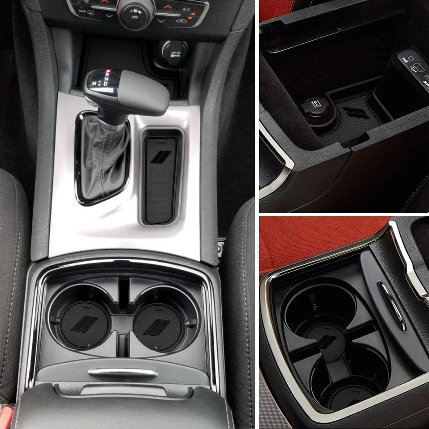 Fits Dodge Charger Accessories 2015-2023, Cup Holder Insert Center Console Shifter Liner Trim Interior Door Pocket Mats (26pcs Set, Black Trim)