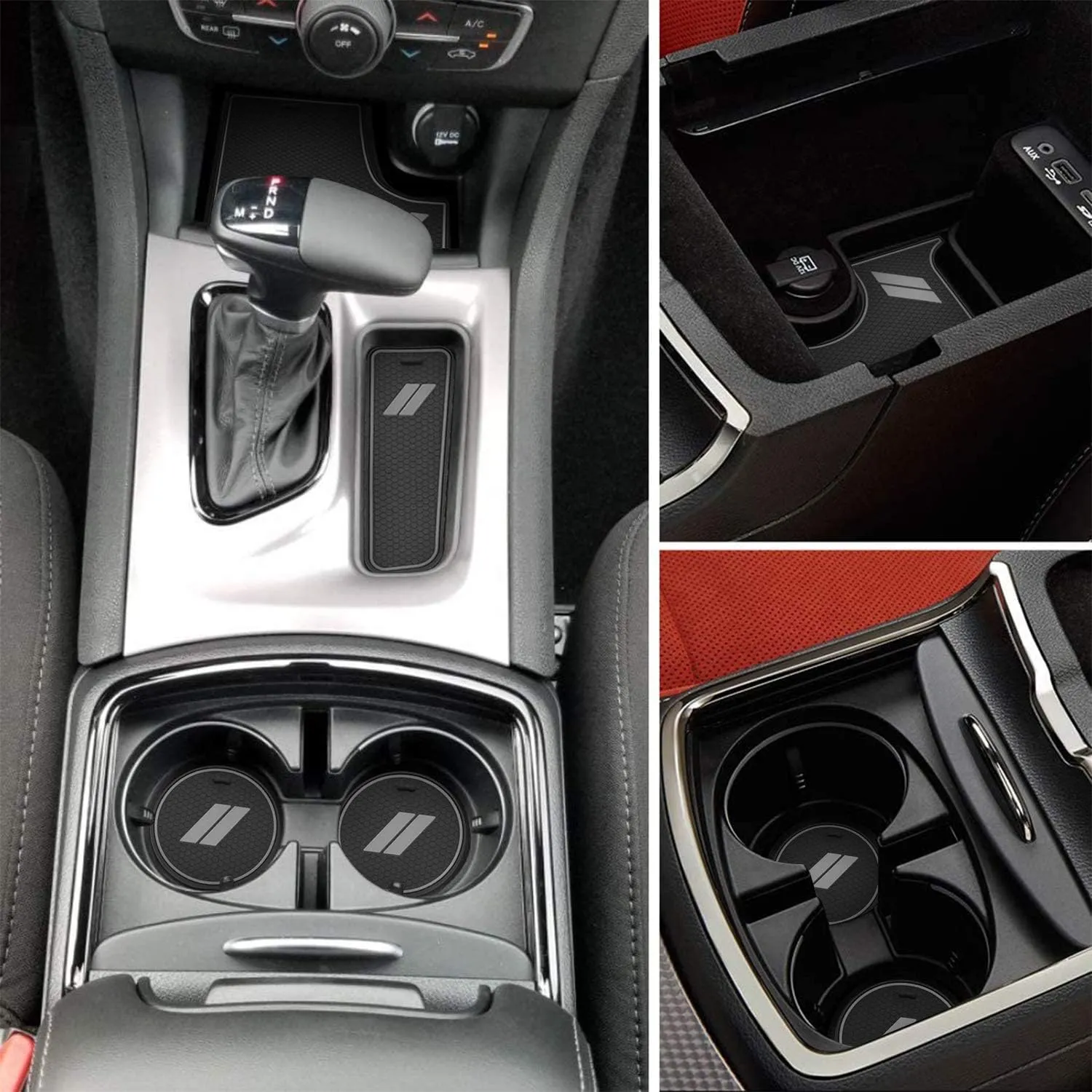Fits Dodge Charger Accessories 2015-2023, Cup Holder Insert Center Console Shifter Liner Trim Interior Door Pocket Mats Pad (26pcs Set, Gray Trim)