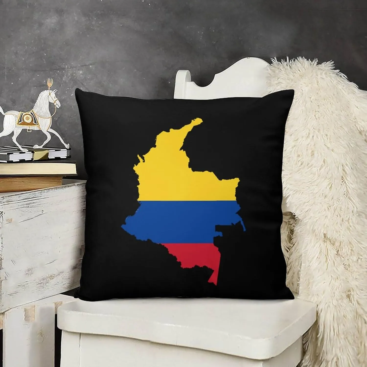 Flag Map of Colombia Plush Pillow Cases Soft Pillow Covers Smooth Cushion Covers for Sofa Bed Set of 4 16 ""x16, vdzsgv4643