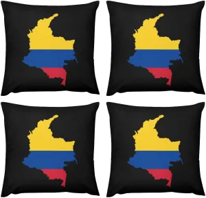 Flag Map of Colombia Plush Pillow Cases Soft Pillow Covers Smooth Cushion Covers for Sofa Bed Set of 4 16 ""x16, vdzsgv4643