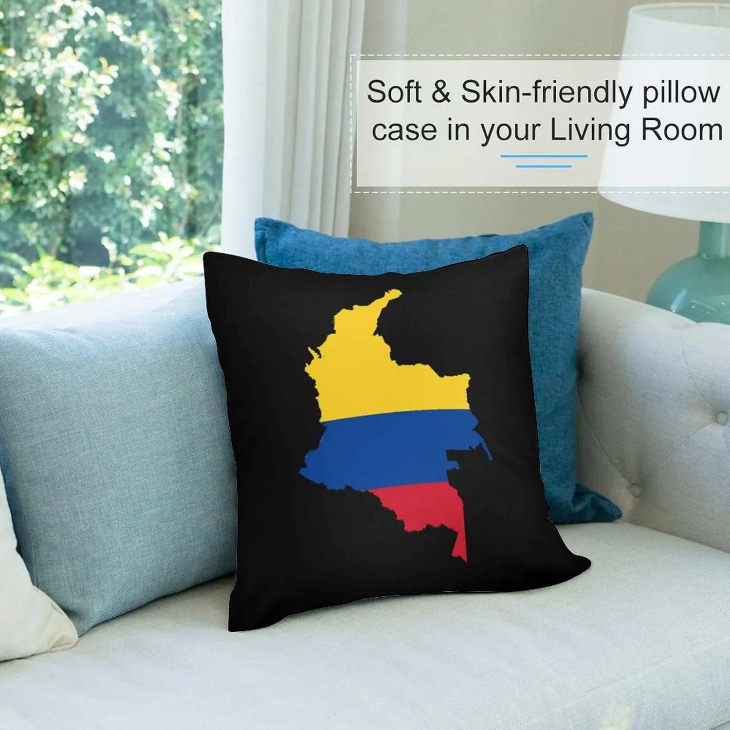 Flag Map of Colombia Plush Pillow Cases Soft Pillow Covers Smooth Cushion Covers for Sofa Bed Set of 4 16 ""x16, vdzsgv4643