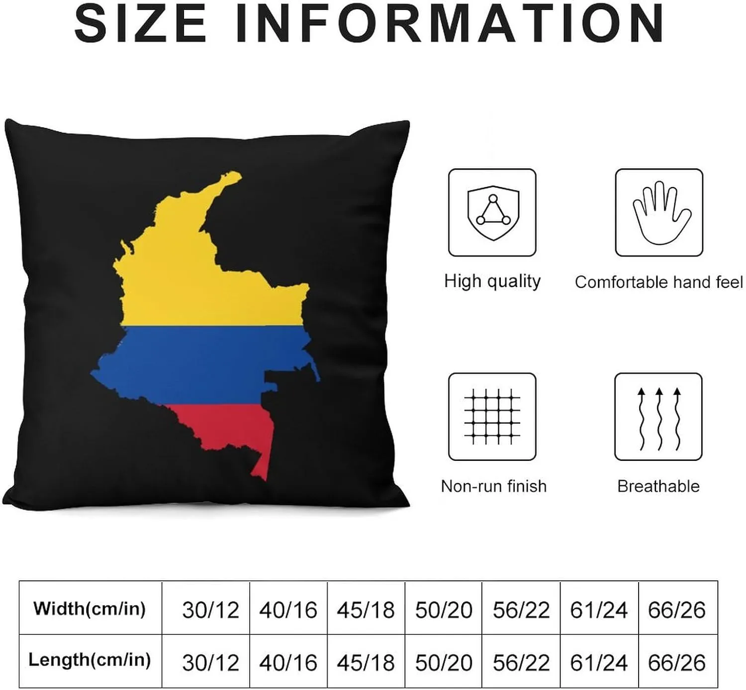 Flag Map of Colombia Plush Pillow Cases Soft Pillow Covers Smooth Cushion Covers for Sofa Bed Set of 4 16 ""x16, vdzsgv4643