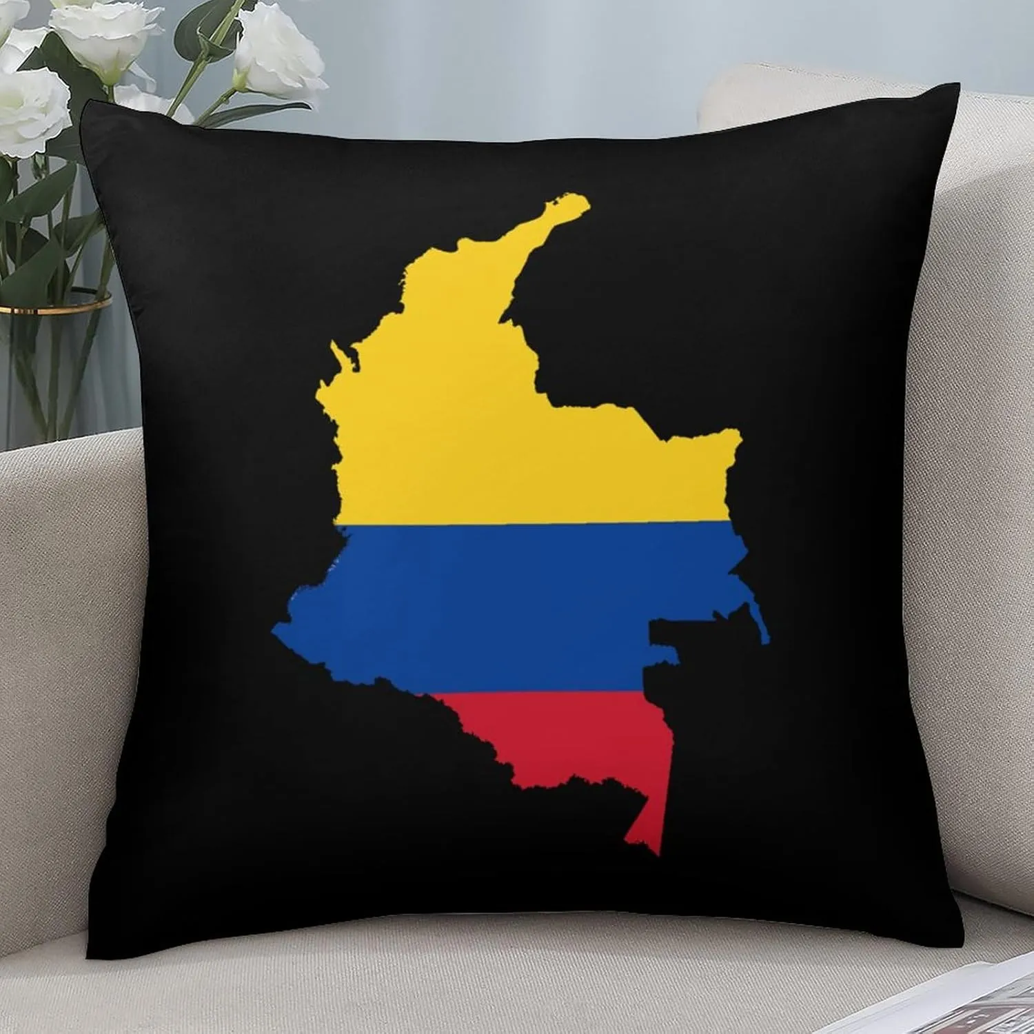 Flag Map of Colombia Polyester Pillow Cases Soft Pillow Covers Smooth Cushion Covers for Sofa Bed Set of 4