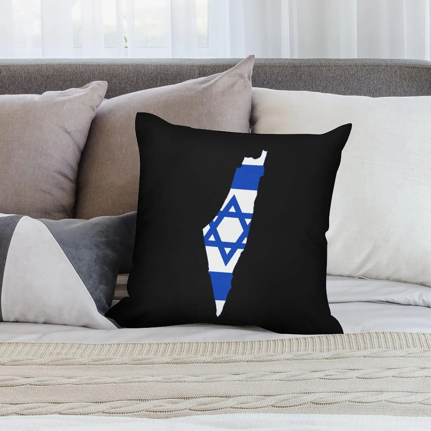 Flag Map of Israel Plush Pillow Cases Soft Pillow Covers Smooth Cushion Covers for Sofa Bed Set of 4 16 "x16