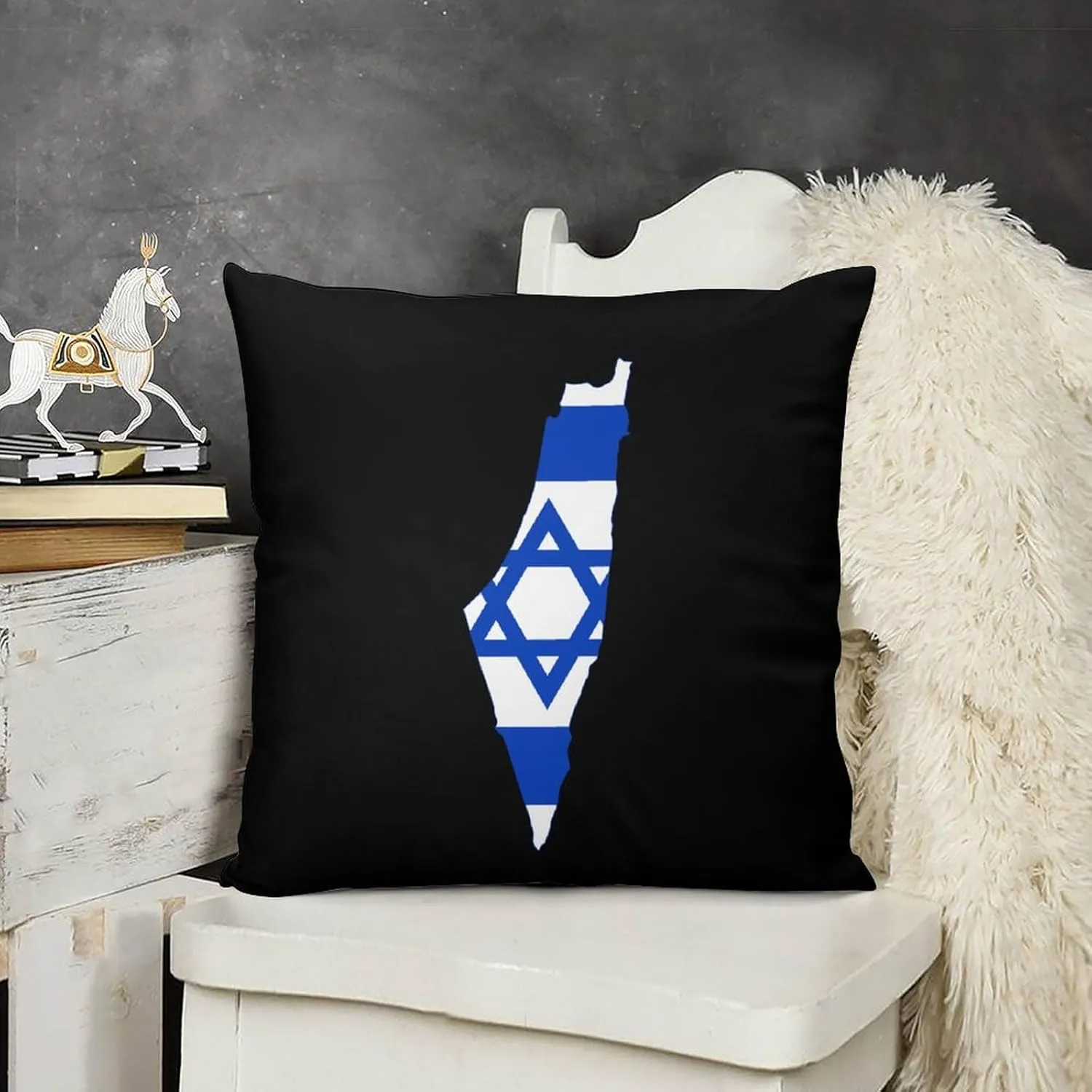 Flag Map of Israel Plush Pillow Cases Soft Pillow Covers Smooth Cushion Covers for Sofa Bed Set of 4 16 "x16