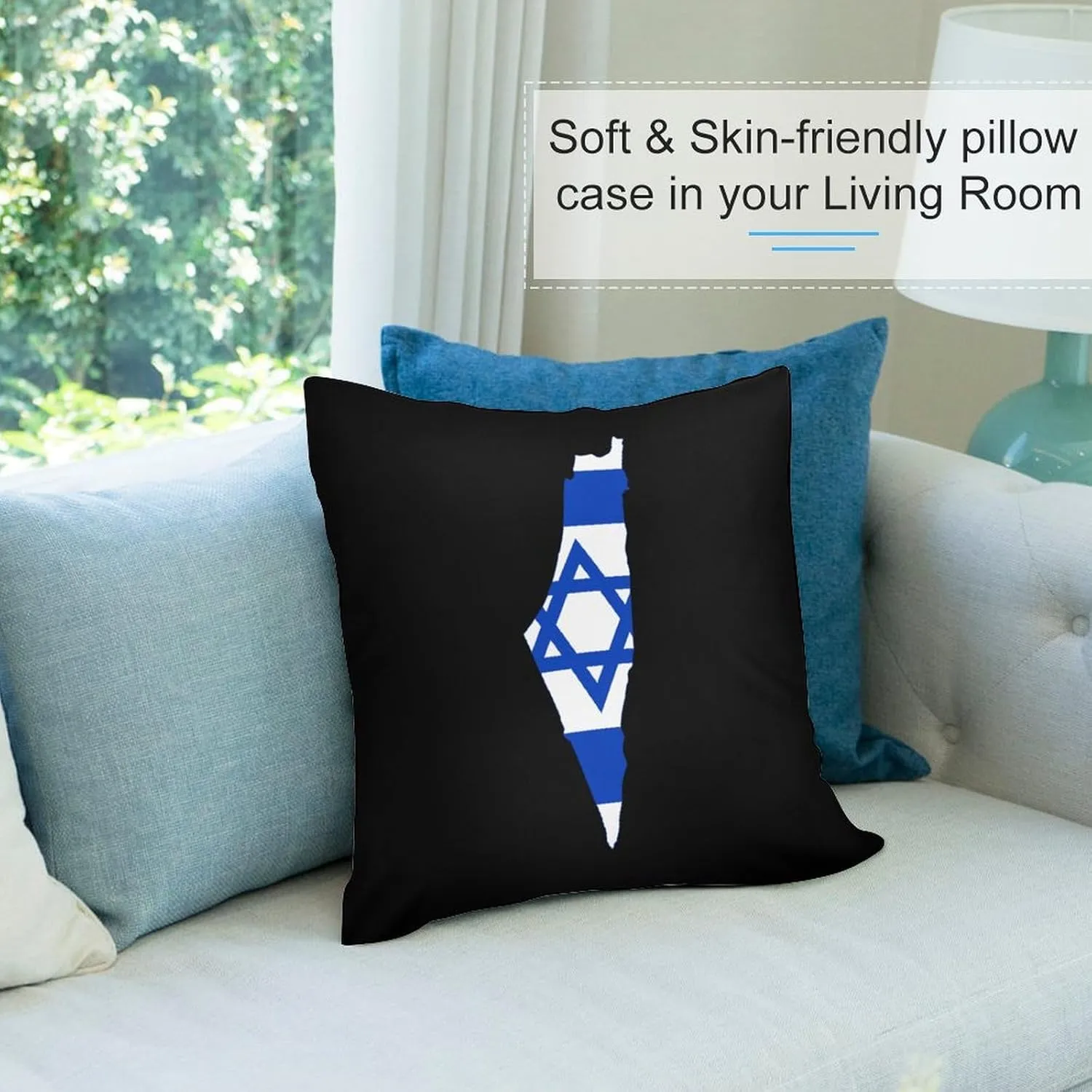 Flag Map of Israel Plush Pillow Cases Soft Pillow Covers Smooth Cushion Covers for Sofa Bed Set of 4 16 "x16
