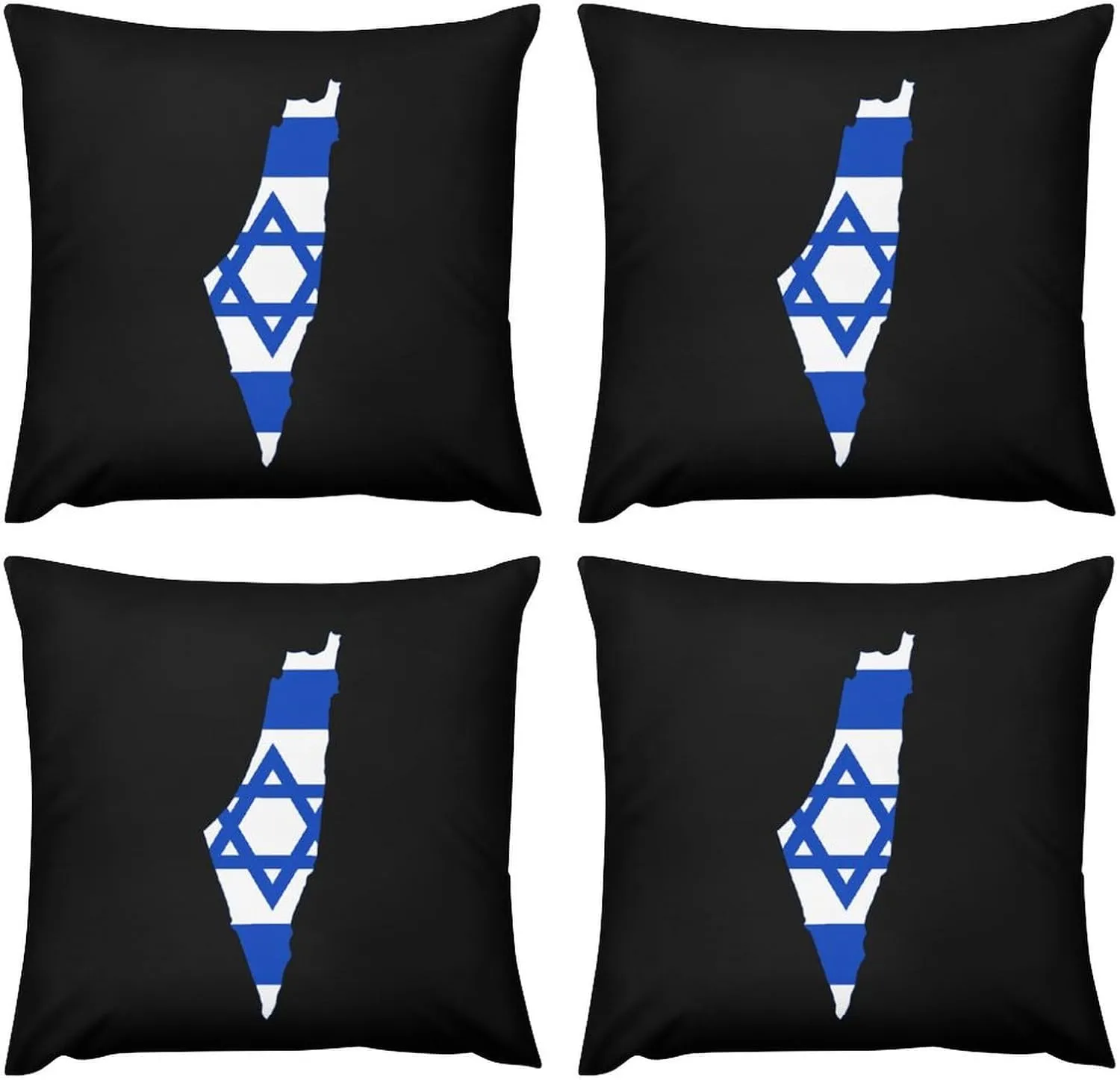 Flag Map of Israel Plush Pillow Cases Soft Pillow Covers Smooth Cushion Covers for Sofa Bed Set of 4 16 "x16