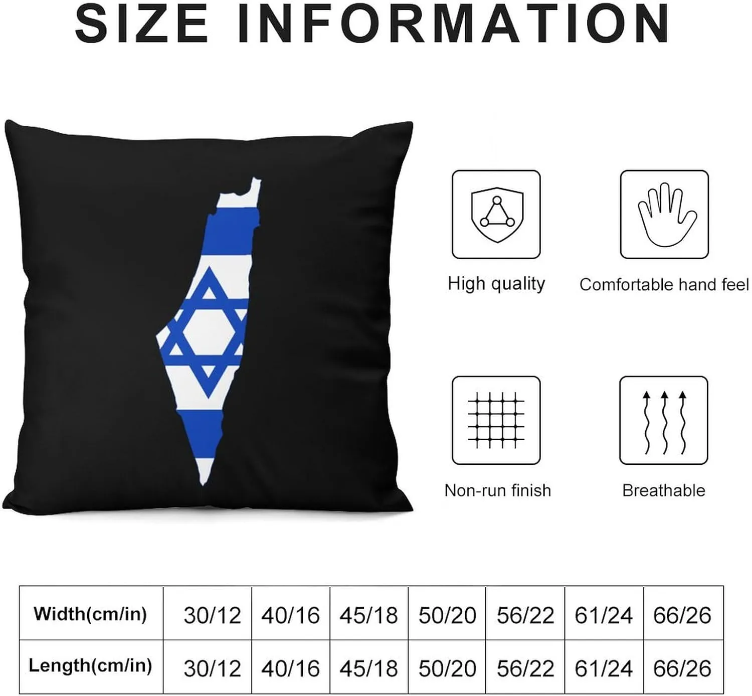 Flag Map of Israel Plush Pillow Cases Soft Pillow Covers Smooth Cushion Covers for Sofa Bed Set of 4 16 "x16