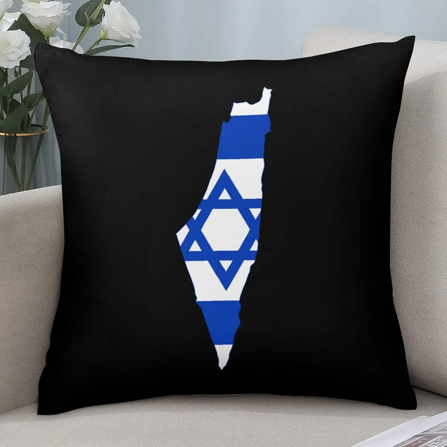 Flag Map of Israel Polyester Pillow Cases Soft Pillow Covers Smooth Cushion Covers for Sofa Bed Set of 4