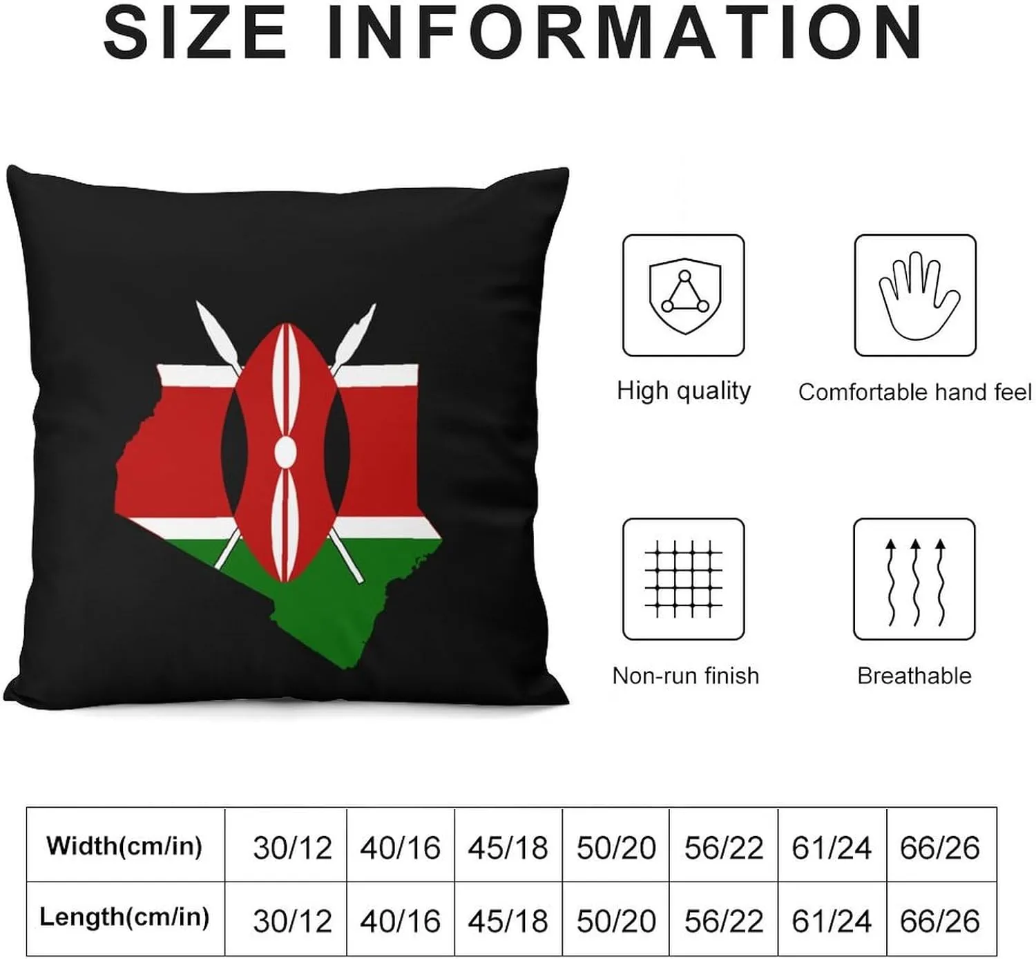 Flag Map of Kenya Plush Pillow Cases Soft Pillow Covers Smooth Cushion Covers for Sofa Bed Set of 4 16 "x16