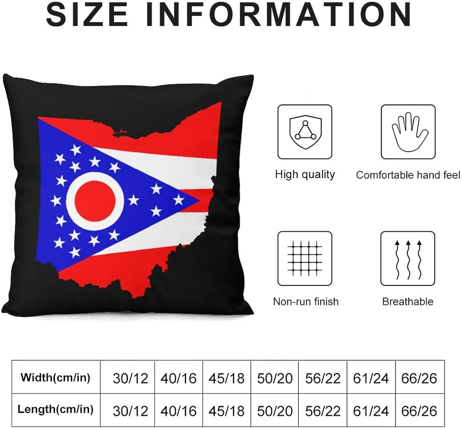 Flag Map of Ohio Plush Pillow Cases Soft Pillow Covers Smooth Cushion Covers for Sofa Bed Set of 4 16 "x16