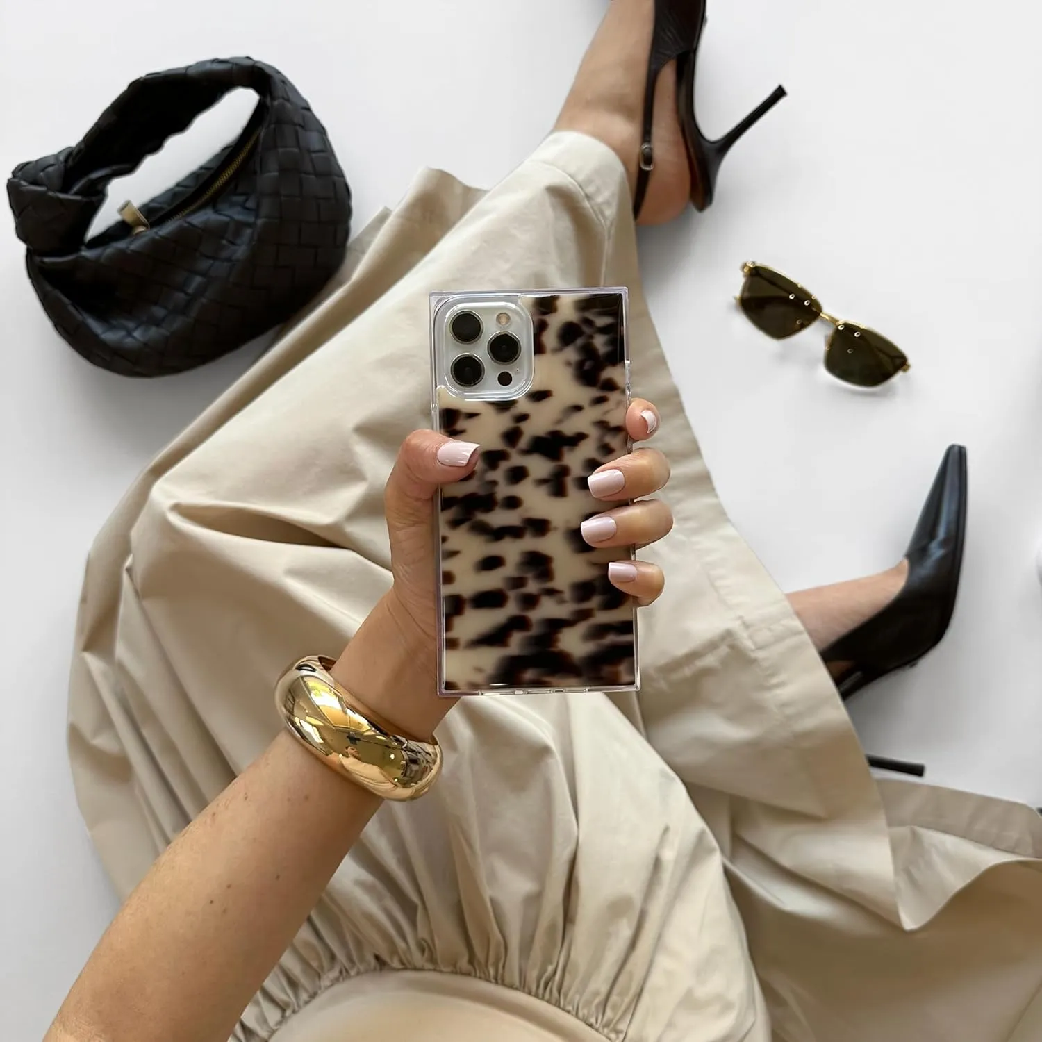 Flaunt Square Protective Case - Compatible with iPhone 13 - Wireless Charging - Stylish Drop Tested Shockproof Phone Case - The Official Square Phone Case (Blonde Tortoise Shell)