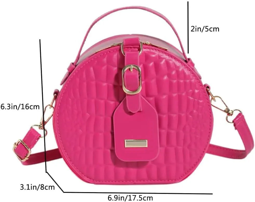 Floerns Women's Small Crossbody Bag Round Bag Crocodile Leather Circle Handbag