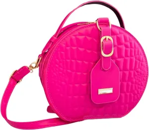 Floerns Women's Small Crossbody Bag Round Bag Crocodile Leather Circle Handbag