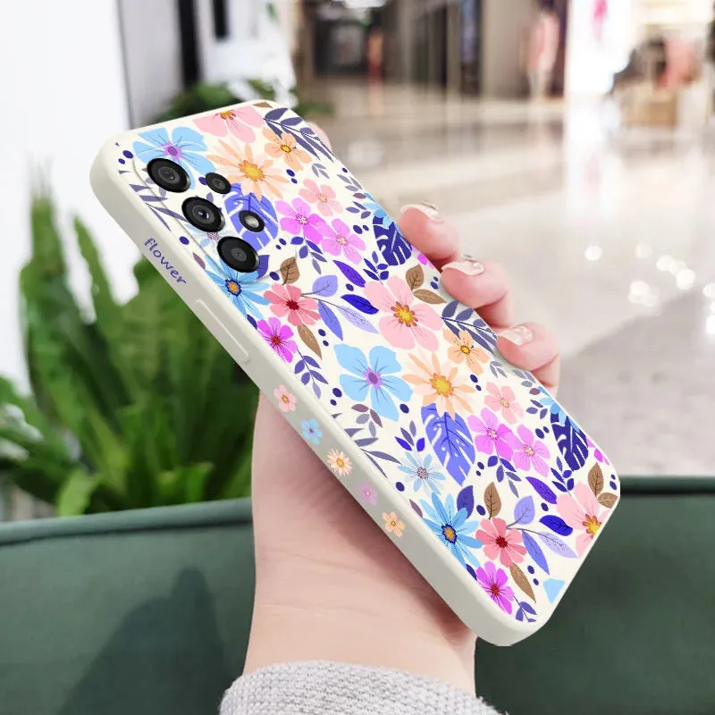 Floral Liquid Silicone Case For Samsung Galaxy