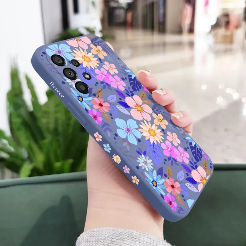 Floral Liquid Silicone Case For Samsung Galaxy