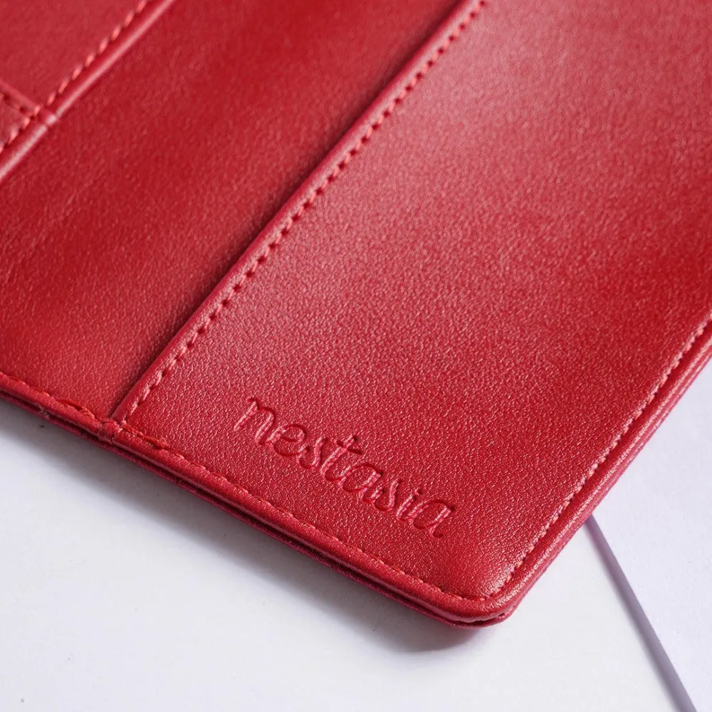 Floret Stocking Embroidered Passport Cover Red