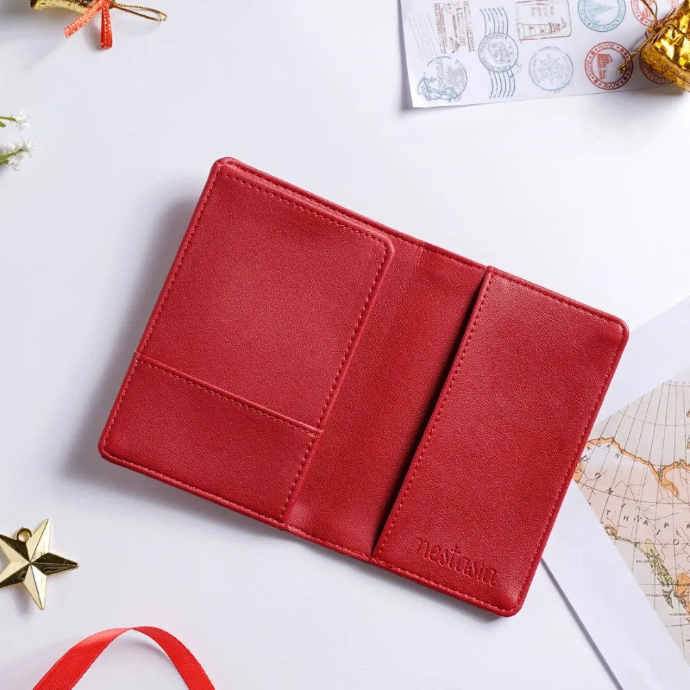 Floret Stocking Embroidered Passport Cover Red