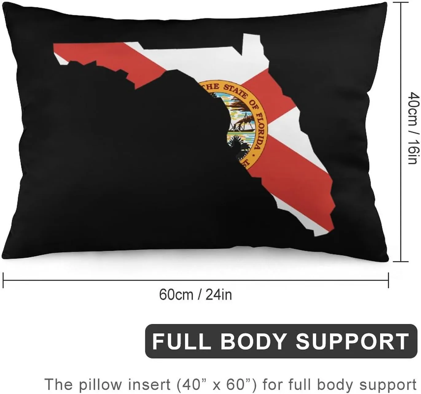 Florida State Flag Map Fashion Pillow Cases Beautiful Throw Body Pillow Covers Couch Bed Sofa Car Zipper Closure 16 "x24