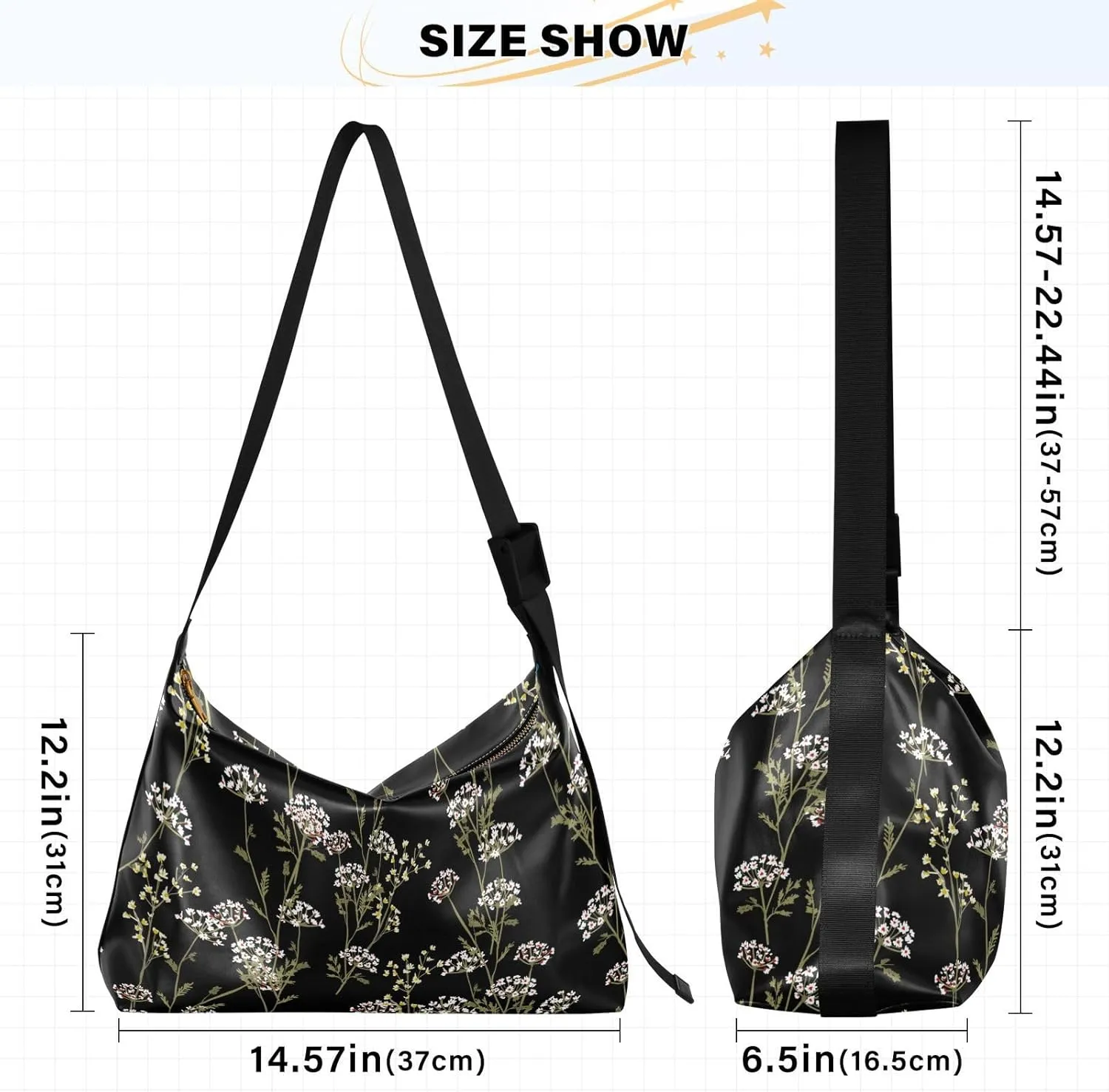 Flower Print Leather Crossbody Purse Water-Resistant Sling Bag for Women Crossbody Purse Leather Shoulder Handbag Patternt 1