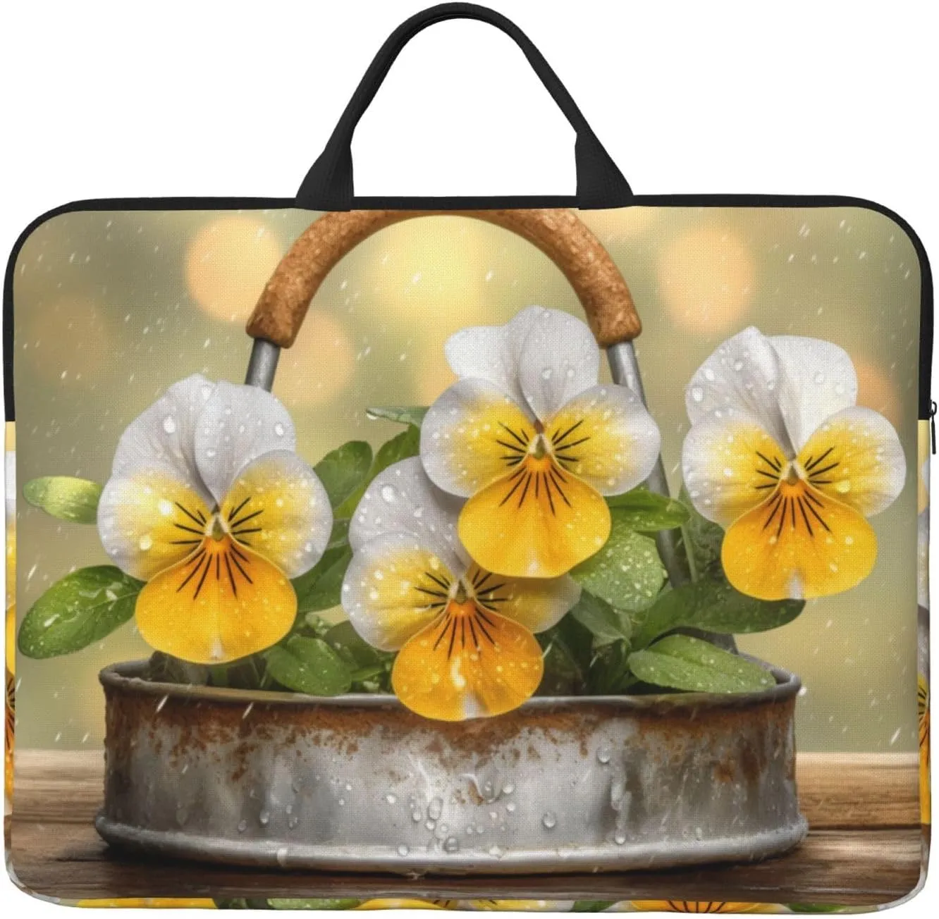 Flowers in the Rain 14 Inch Laptop Case, Water-Resistant and Shockproof Computer Cases for Laptops，Suitable for Daily Travel