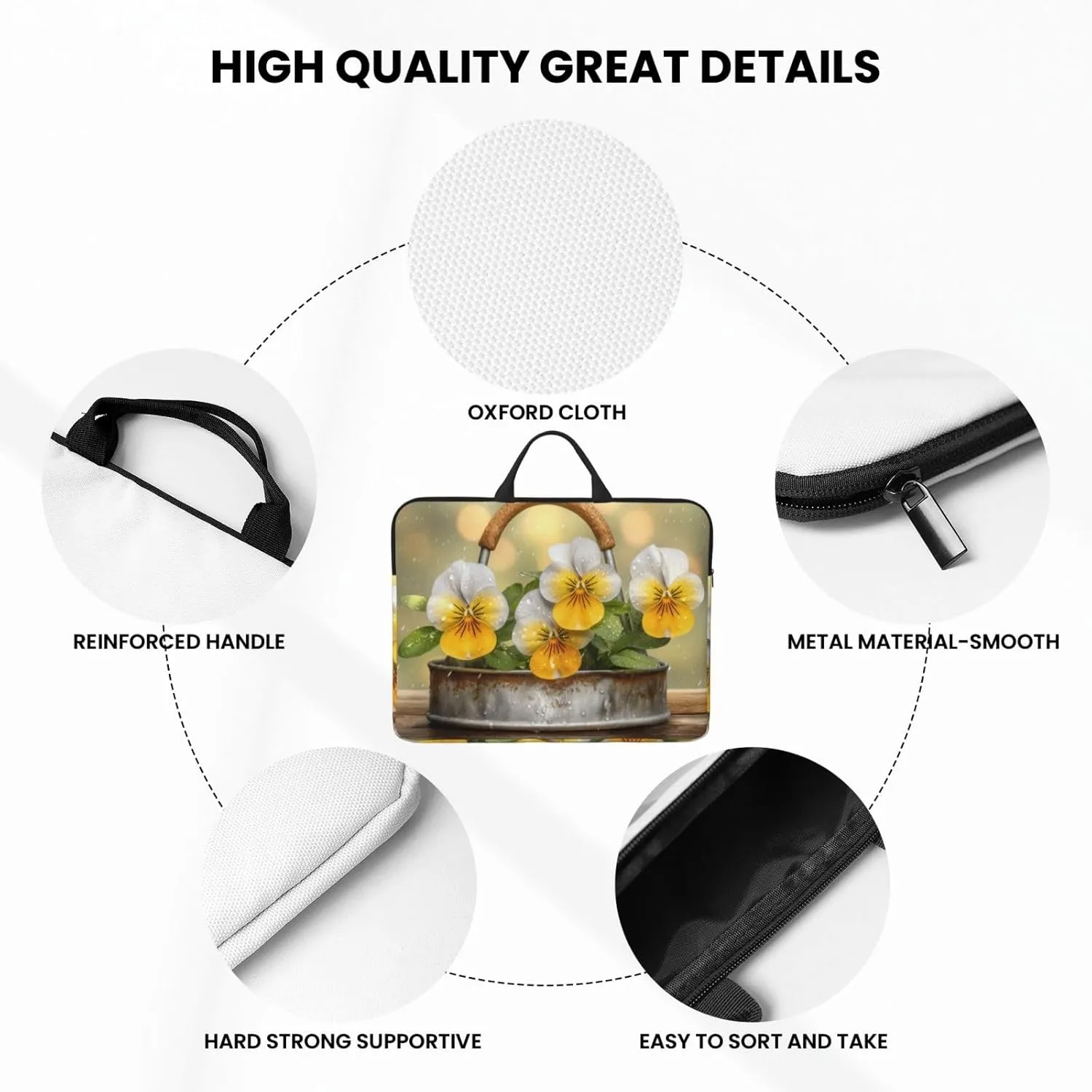 Flowers in the Rain 14 Inch Laptop Case, Water-Resistant and Shockproof Computer Cases for Laptops，Suitable for Daily Travel