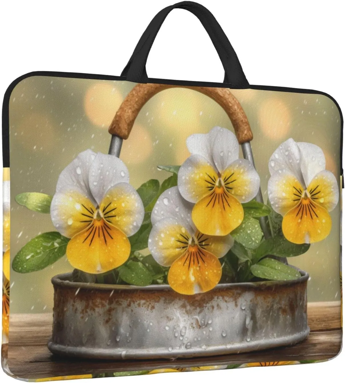 Flowers in the Rain 14 Inch Laptop Case, Water-Resistant and Shockproof Computer Cases for Laptops，Suitable for Daily Travel