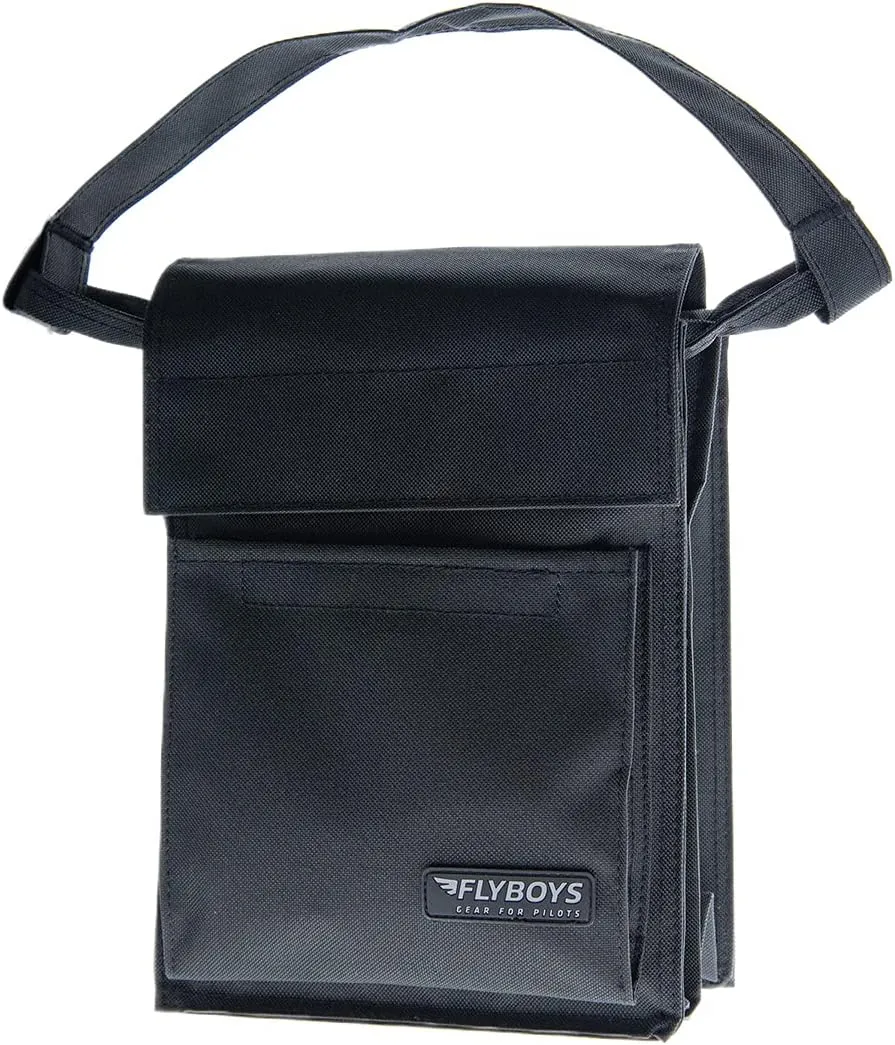FLYBOYS Regular Pubs Bag - Expanded Capacity Shoulder Bag - For Professional Pilots, General Aviation - 7.5 in X 10 in - Black