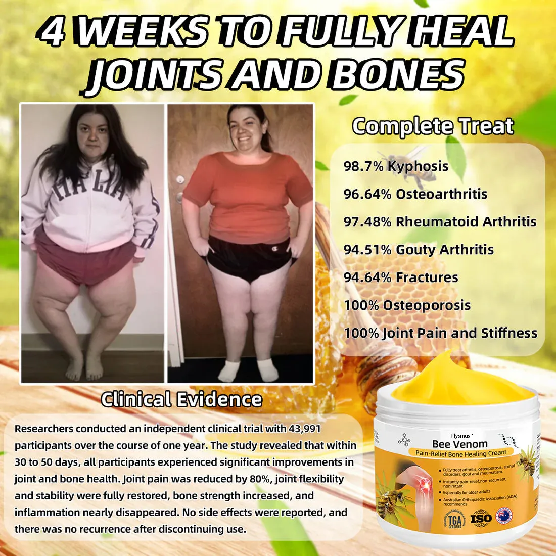 🔥❤️‍🔥Flysmus™ Bee Venom Pain-Relief Bone Healing Cream(Specially for older adults & TGA recommends)