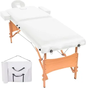 Folding Massage Table, Height Adjustable, Comfort Foam Padding, Disinfectant Resistant, Easy to Store and Transport, White